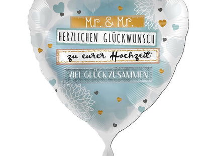 ABC18 Folienballon "Mr. & Mr. Herzlichen Glückwunsch" Herz Ø43cm