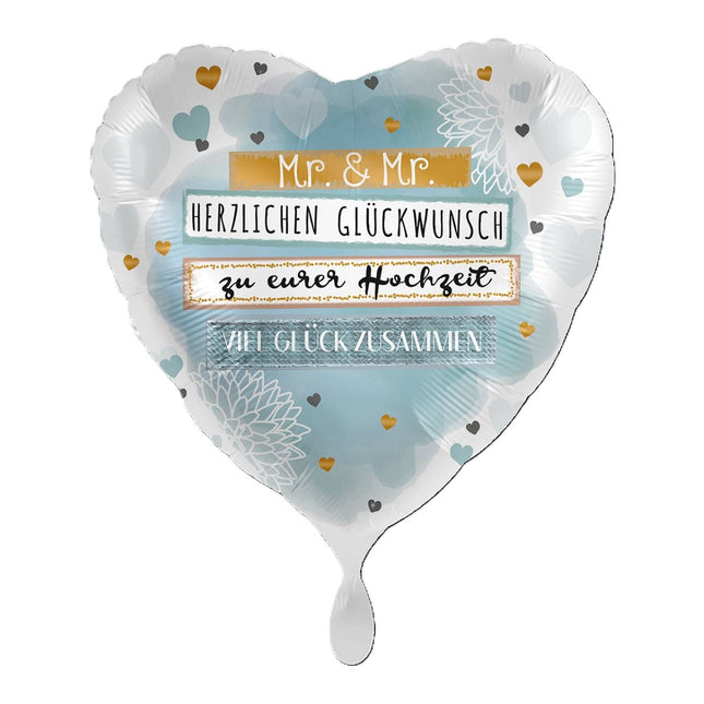ABC18 Folienballon "Mr. & Mr. Herzlichen Glückwunsch" Herz Ø43cm