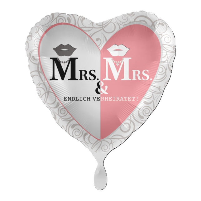 ABC18 Folienballon "Mrs. & Mrs." Herz Ø43cm
