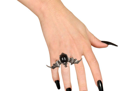Fledermaus Ring mit schwarzem Stein | Silber - Vampir Hexe Teufel