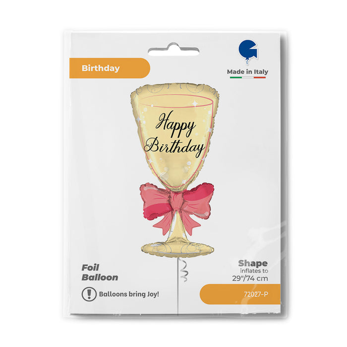 Shape Folienballon "Happy Birthday" Sektglas