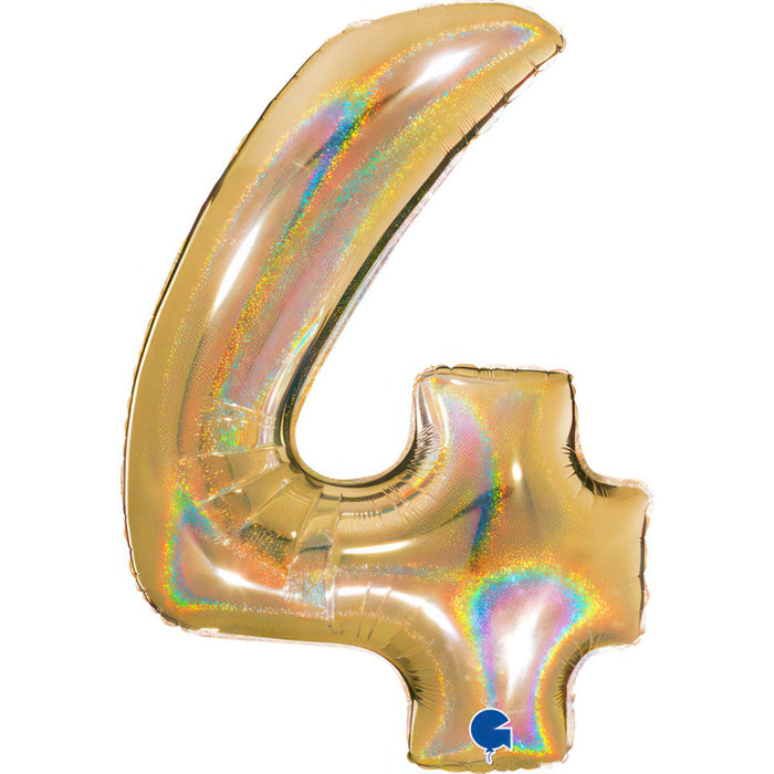 Riesenzahl Folienballon 40"/102cm | Holo Gold