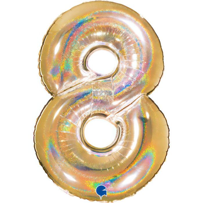 Riesenzahl Folienballon 40"/102cm | Holo Gold