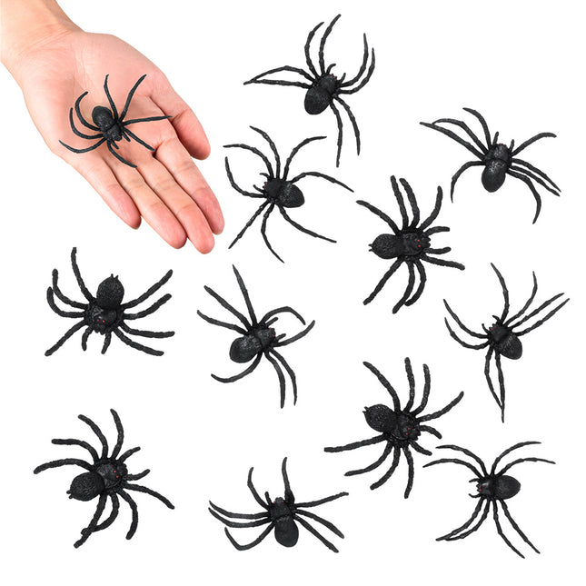 Spinnen Set 12 Stück | Größe 7 x 8 cm, Schwarz