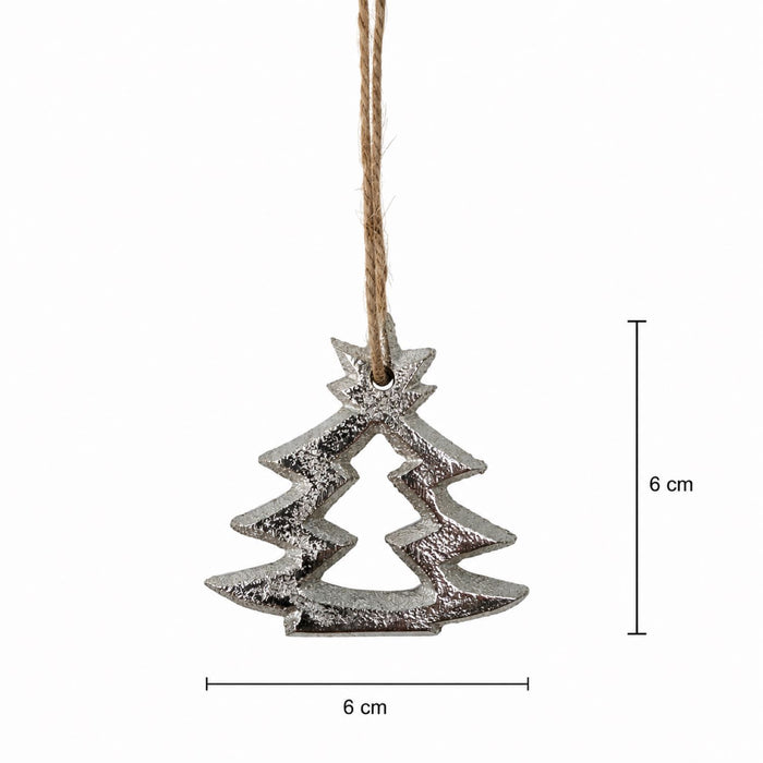 Weihnachtsdekoration Tannenbaum Silber Baumschmuck Anhänger | 6 x 6 cm