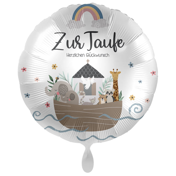ABC18 Folienballon "Zur Taufe" Weiß Ø 45cm