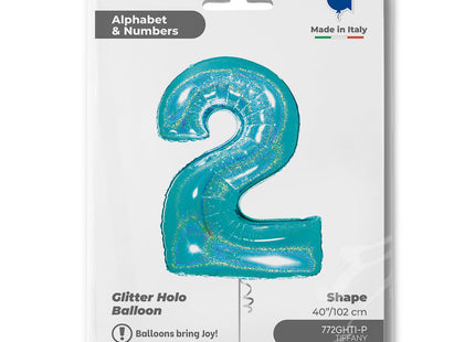 Riesenzahl Folienballon 40"/102cm | Holo Tiffany #2
