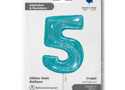 Riesenzahl Folienballon 40"/102cm | Holo Tiffany #5