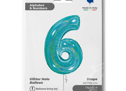 Riesenzahl Folienballon 40"/102cm | Holo Tiffany #6