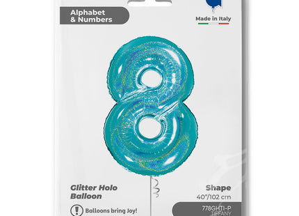 Riesenzahl Folienballon 40"/102cm | Holo Tiffany #8