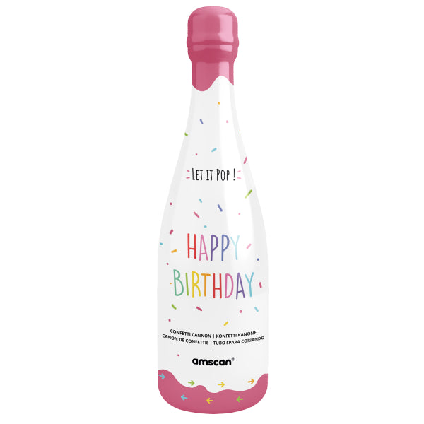 Konfettishooter Flasche Pink | 32 cm Bunt