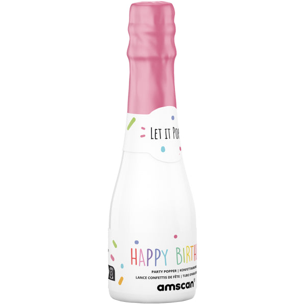 Konfettishooter Flasche Pink | 16 cm Bunt