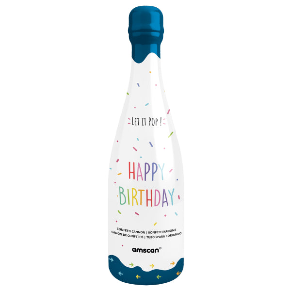 Konfettishooter Flasche Blau | 32 cm Bunt