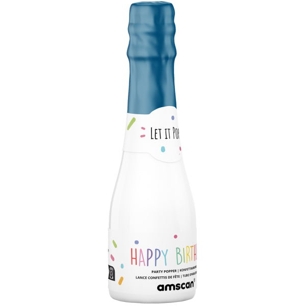 Konfettishooter Flasche Blau | 16 cm Bunt
