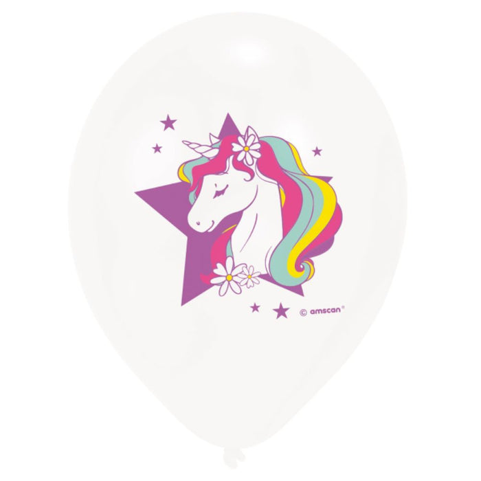 Latexballon Ø30cm "Einhorn" 6 Stück | 3x Einhorn, 3x Konfetti