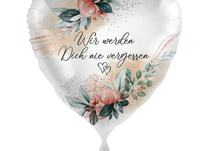 ABC18 Folienballon "Wir werden dich nie vergessen" Herz Ø43cm
