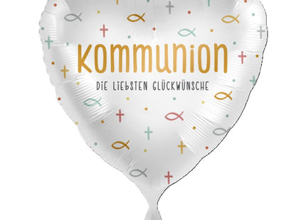 ABC18 Folienballon "Kommunion die liebsten Glückwünsche" Herz Ø43cm