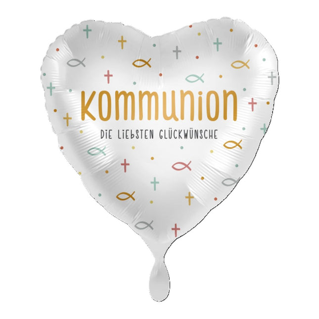 ABC18 Folienballon "Kommunion die liebsten Glückwünsche" Herz Ø43cm