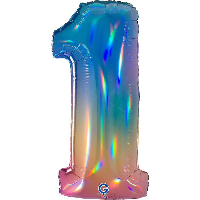 Riesenzahl Folienballon 40"/102cm | Regenbogen