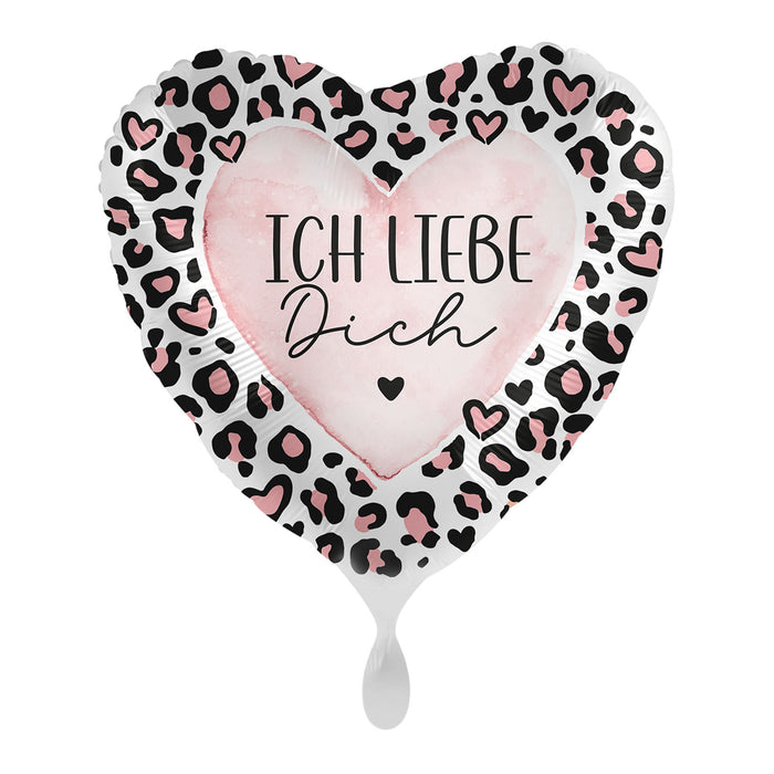ABC18 Herz Folienballon Ø 43cm "Ich liebe dich" | Leopard Love