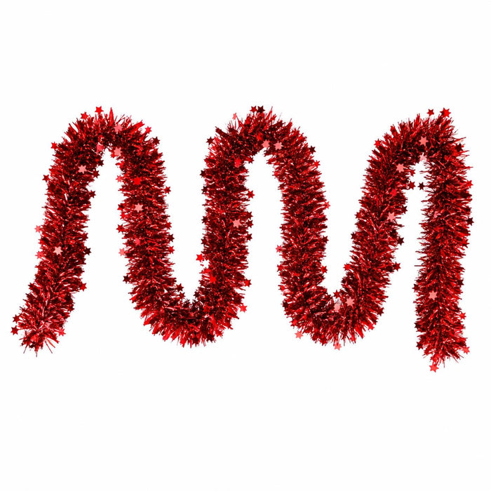 Weihnachtsdekoration Girlande Lametta Weihnachtsbaum Tannenbaum 3m sortiert | Rot/Blau/Kupfer/mit Sternen