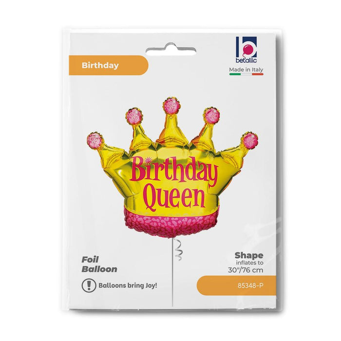 30" Folienballon "Birthday Queen" Krone Pink | 76 cm