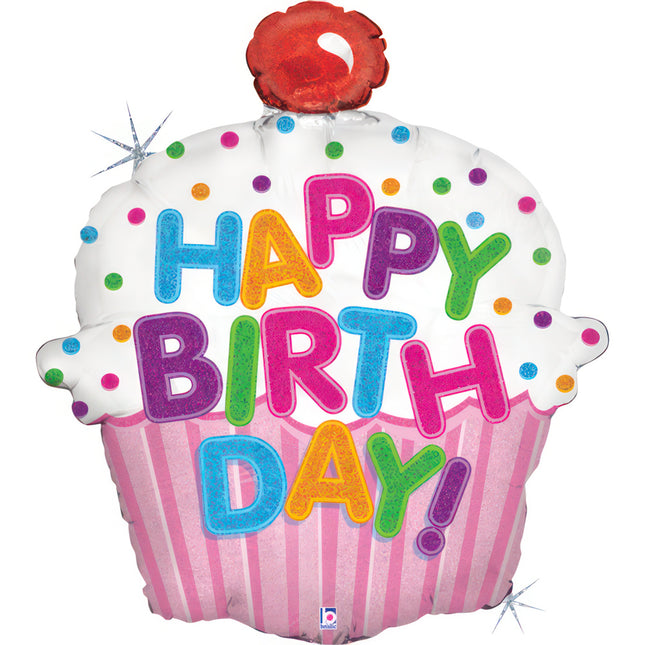 Folienballon Lose Cupcake  "Happy Birthday" 31"
