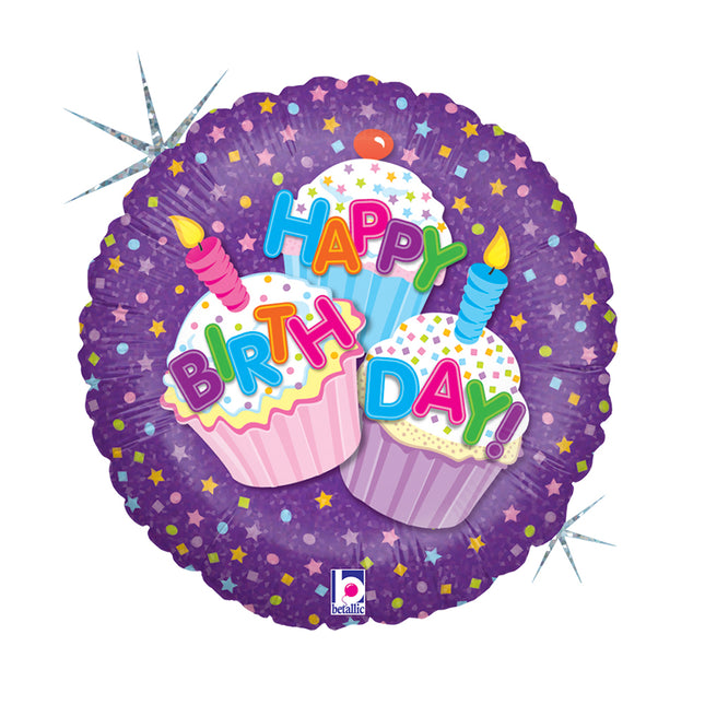 ABC18 Happy Birthday Cupcake Holo 46 cm