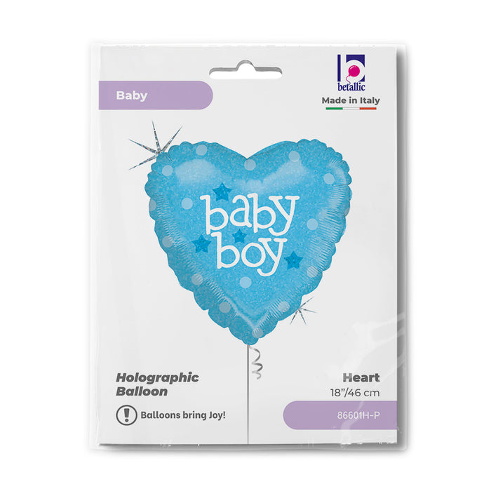 ABC18 Herz Folienballon Uni| Ø 46 cm Baby Boy Blau