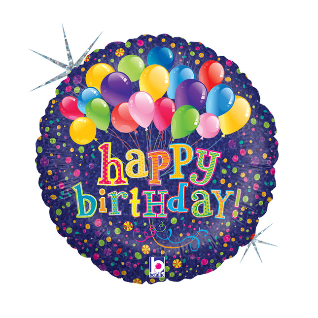 ABC18 Happy Birthday Ballonstrauß Holo/Glitter 46 cm