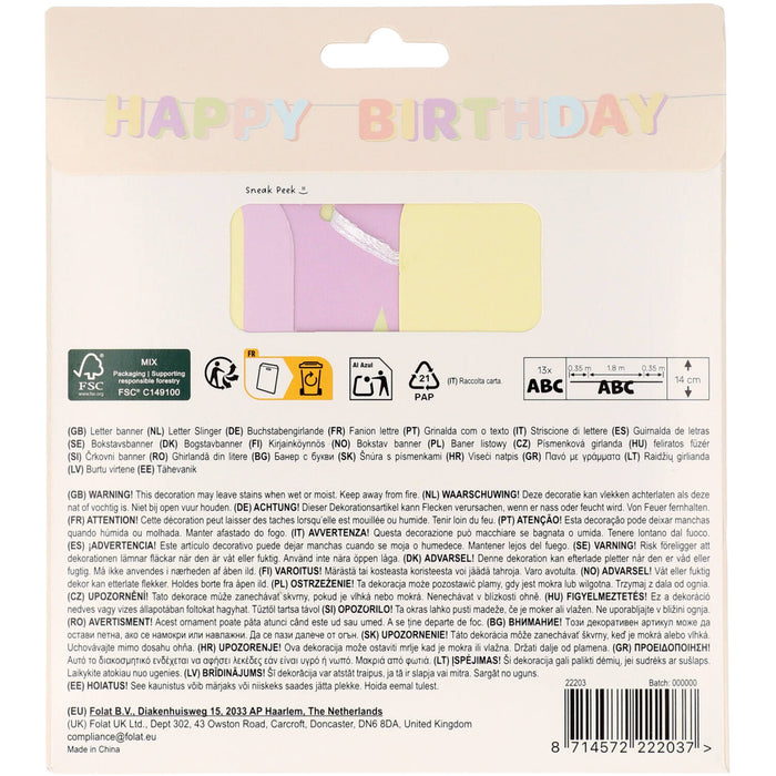 Dreamy Pastels Girlande "Happy Birthday" Papier | 1,8m