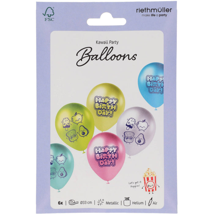Latexballon Kawaii Party 33 cm | 6 Stück