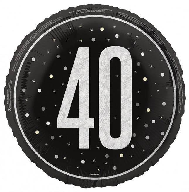 ABC18 Folienballon GLITZ Black Ø 45cm | #40