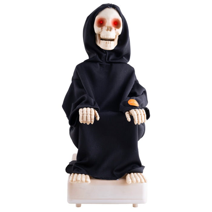 Halloween Deko Skelett auf der Toilette - Animiert | 35 cm