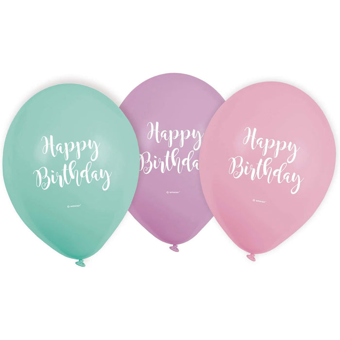 Luftballon "Happy Birthday Pastel" | 6Stk./Ø22,8cm