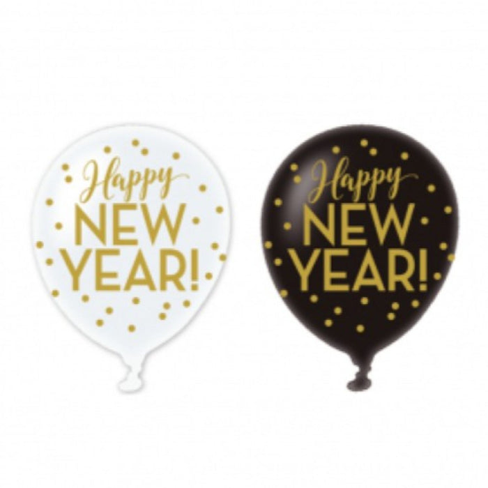 Latexballons "Happy New Year" | 6 Stück 11"