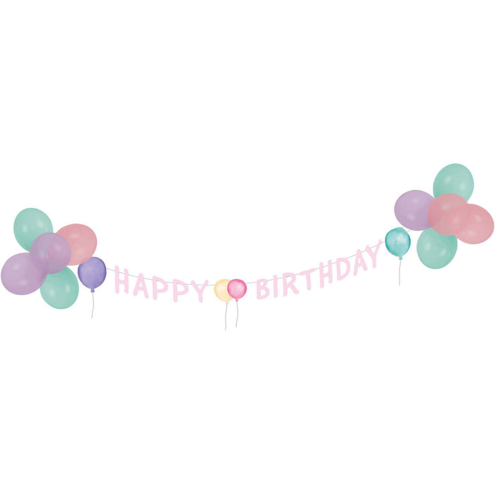Deko-Set "Happy Birthday" Pastell | 14 Latexballons und 1 Girlande