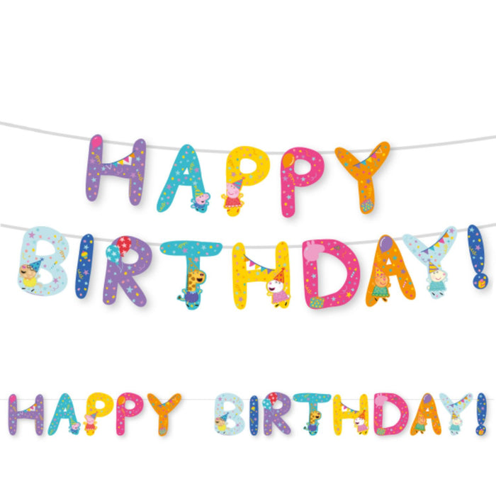 "Peppa Pig" Papier Buchstabengirlande Happy Birthday | 320 cm