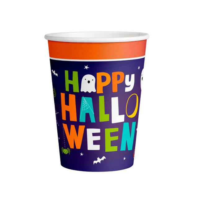 Happy Halloween Pappbecher - 8 Stück á 250 ml | Party Tisch Dekoration