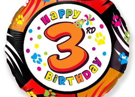 ABC18 Folienballon "Happy 3rd Birthday" | 45cmØ