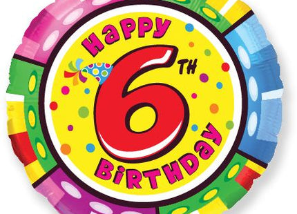 ABC18 Folienballon "Happy 6th Birthday" | 45cmØ