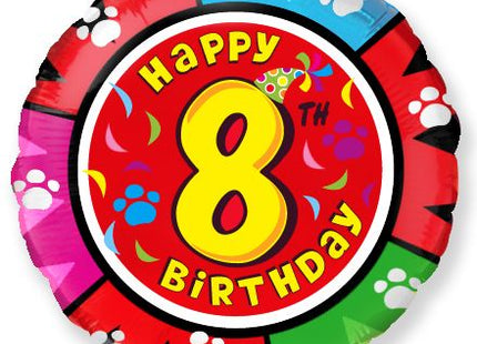 ABC18 Folienballon "Happy 8th Birthday" | 45cmØ
