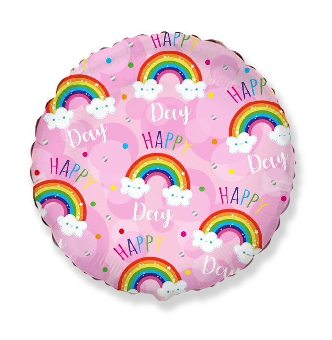 ABC18 Folienballon "Happy Day" Rainbow | Ø 45 cm Pink