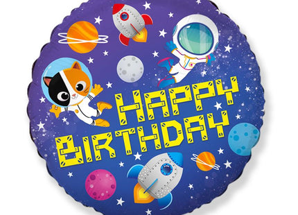 ABC18 Folienballon "Happy Birthday" Space 45cmØ