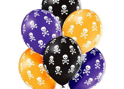 Luftballon Ø30cm "Totenkopf" | 6 Stk. - Schwarz Mix