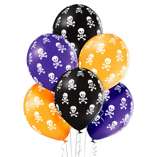 Luftballon Ø30cm "Totenkopf" | 6 Stk. - Schwarz Mix