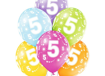 Luftballon Ø30cm Geburtstag #5 | 6 Stk. Bunt