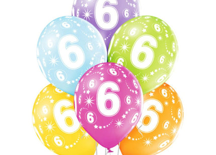 Luftballon Ø30cm Geburtstag #6 | 6 Stk. Bunt