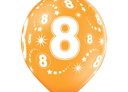 Latexballon Ø30cm Geburtstag #8 | 6 Stk. Bunt