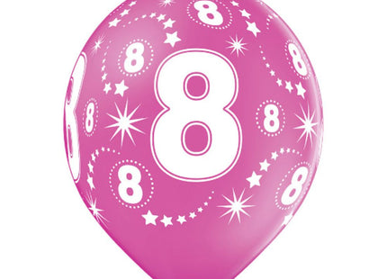 Latexballon Ø30cm Geburtstag #8 | 6 Stk. Bunt